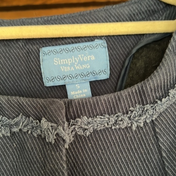SIMPLY VERA by Vera Wang Navy Blue Thin Wale Corduroy Collarless Jkt, Small, GUC - Picture 3 of 12